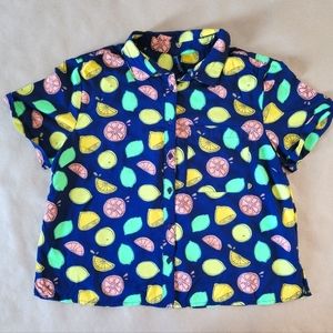Lemon and Lime Button Up Crop Top